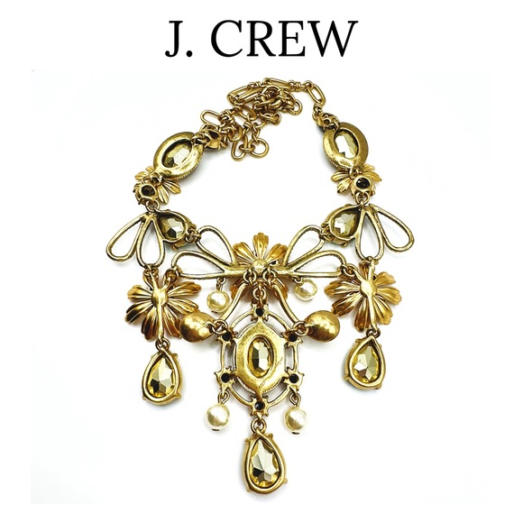 J. Crew • Baroque Floral Mixed Gem Statement Necklace • Alhambra Green - Picture 8 of 13